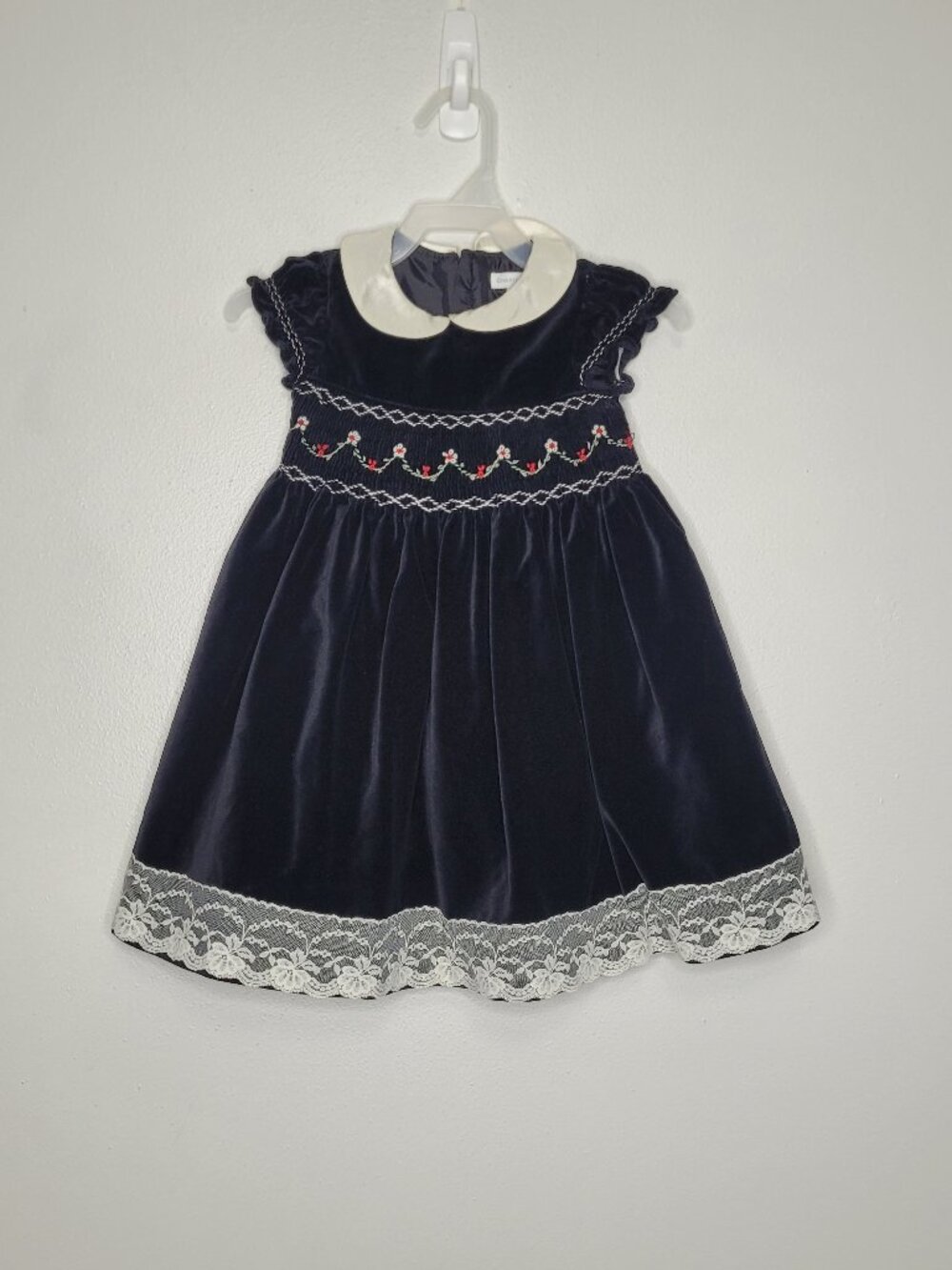 Charter Club black velvet lace formal little girls cottage dress size 2t